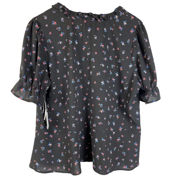 1. STATE Plus Size Ruffle Floral Print Button Front Puff Sleeves Blouse Size 1X - Picture 3 of 9